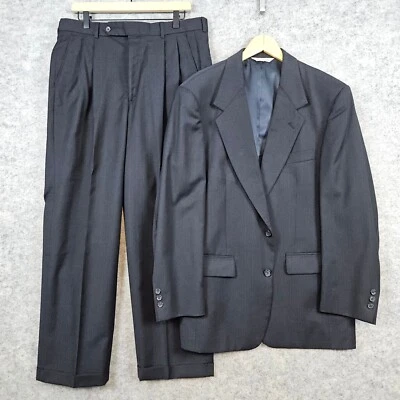 Traje Blazer Evan-Picone Para Hombre Negro A Rayas 2 Piezas 42R Pantalones 34x29 Iglesia Baile de graduación Foto 1 de 4