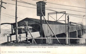 1900s UDB Connecticut Postcard Old Conn Bridge Hartford Street Car Trolly Chapin - Picture 1 of 2
