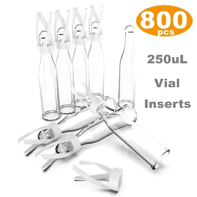 250ul Vial Inserts Glass Clear Insert Tube Conical Base with Polyspring 29*5.7mm - Image 1 of 4