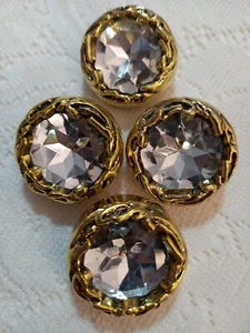 4 Large Chunky Gold + White Plastic Shank Buttons. Approx 30mm - Picture 1 of 4