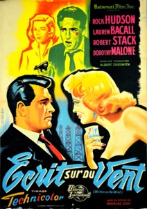 Hudson Stack Bacall Malone WRITTEN ON THE WIND D Sirk 1956 FRENCH POSTER 24x32 - Picture 1 of 1