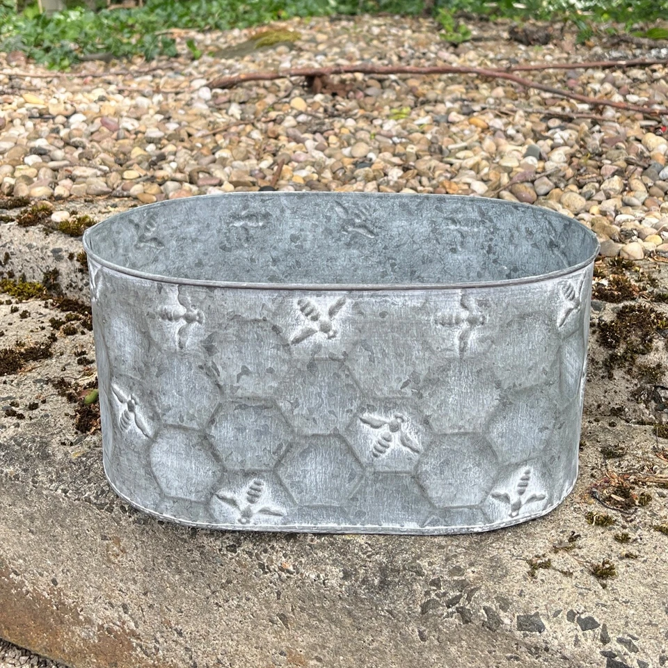 Planters for Garden 32.5cm Oval Bee Decorative Plant Pot Outdoor Flower Trough - Image 1 of 4