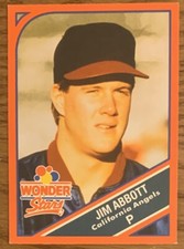 JIM ABBOTT,  RARE ! 1990 WONDER BREAD "WONDER STARS" CARD, AWESOME !