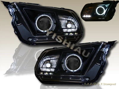 Faróis projetores Ford Mustang CCFL HALO 2010-2012 PRETO com LED - Imagem 1 de 2