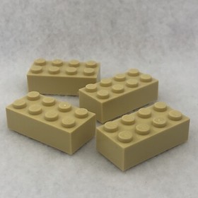 LEGO 3001 Tan Brick 2 x 4 (x4)