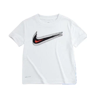 NIKE Little Boys Value T-shirt White w/ Black & Orange Size 7 - Picture 1 of 2