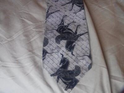 Corbata de cuello Pegaso caballo para hombre azul y blanco Furstman y Feinberg de Damon vintage Foto 1 de 4