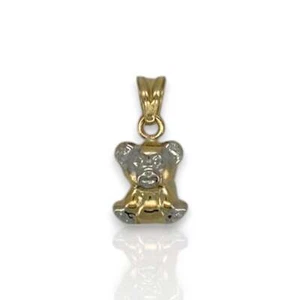 Teddy Bear Two Tone Pendant - 14k Yellow Gold - Picture 1 of 2