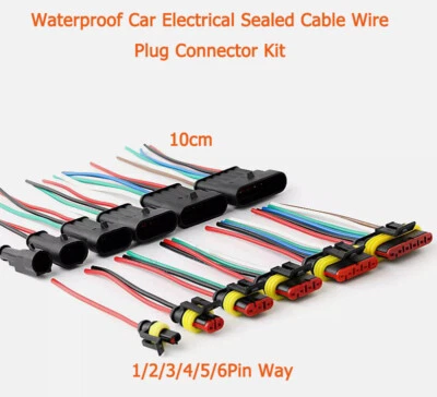 Waterproof Car Electrical Sealed Cable Wire Plug Connector Kit 1/2/3/4/5/6P Way  - Image 1 of 4