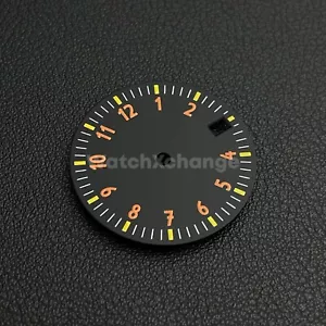 28.5mm Black & Orange Watch Dial for NH35/NH36/4R Movements - Picture 1 of 9