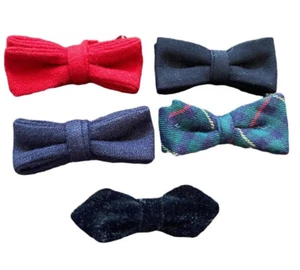 Vtg Royal Boys Baby Bow Tie Clip on Lot Plaid Velvet Preppy Suit Formal Holiday - Picture 1 of 11