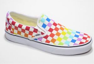 Vans Classic Slip On Rainbow Checkerboard Unisex Sneakers Men's Woman's Pride