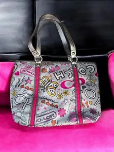 Coach Bandana Graffiti Butterfly Shoulder bag Tote Purse F15712 Y2K Pink Poppy - Picture 1 of 9