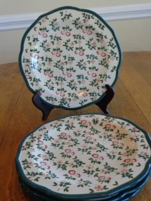 LOTE DE 4 PLATOS ENSALADA FLORES OTOÑO MUJER PIONERA Foto 1 de 4