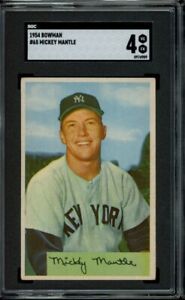 1954 Bowman #65 Mickey Mantle Yankees SGC 4 VG-EX WELL CENTERED! LOOK! SL