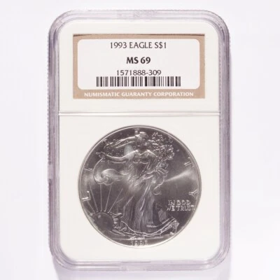 1993 Silver American Eagle Dollar NGC MS69 - Image 1 of 2