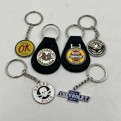 Black Leather Keychain Chevrolet Corvette Metal Enamel Emblem Sign Key Fob Gift - Image 1 of 4