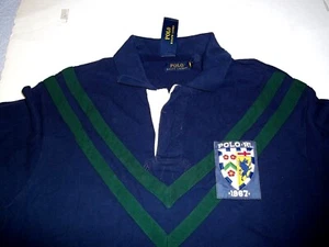 NEW Polo Ralph Lauren XLT XL tall XT short sleeve navy blue green shield shirt - Picture 1 of 3