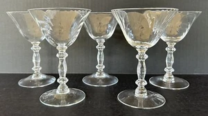 Cambridge Glass Caprice Clear Optic Champagne Glasses 5 3/4" Stem 300 Set of 5 - Picture 1 of 11