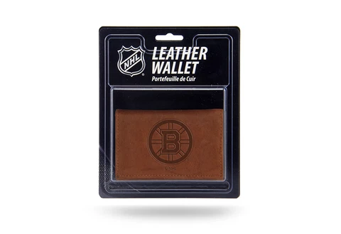 Boston Bruins Leather Tri Fold Wallet Embossed Logo Cover