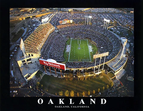 Oakland Raiders Football COLISEUM CLASSIC Stadium Aerial View 22x28 POSTER Print Cover