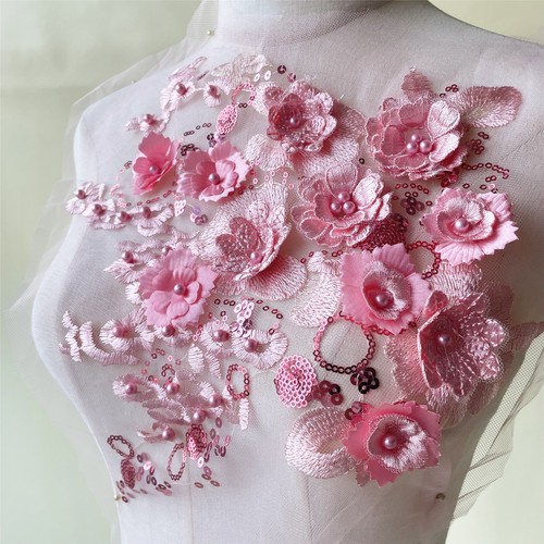 OFF WHITE Abito da sposa ricamo con perline 3D pizzo applique pianta fiore abito da sera finitura