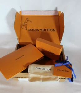 Authentic LOUIS VUITTON Small Drawer Box 5.5x3.5x1" Cloth Pouch Ribbon Receipt - Picture 1 of 9