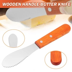 Cheese Butter Slicer Knife Cutter Serrated Jam Spreader Wood Stainless Steel S - Picture 1 of 24