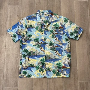 Vintage Islander blaues Hawaiihemd Aloha Polyester L - Bild 1 von 5