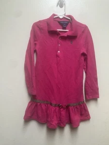 Ralph Lauren Girls Polo Dress Long sleeve Pink Buckle Size 6  Pleated - Picture 1 of 3