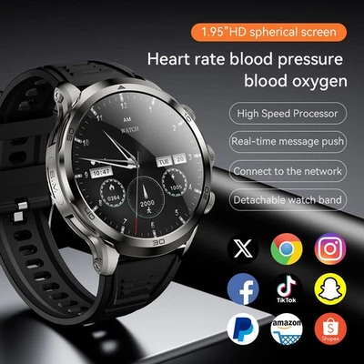 H19 Smart Watch 4G Android SIM Card Supported NFC Heart Rate Monitor  Rotating - Image 1 of 4