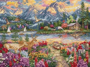 Kit de punto de cruz contado Spring Mountain Majesty L9939 - Imagen 1 de 5
