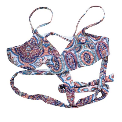 Show Me Your Mumu Mermaid Paisley Wrap Bikini Top Women's Size Medium M - Image 1 of 4