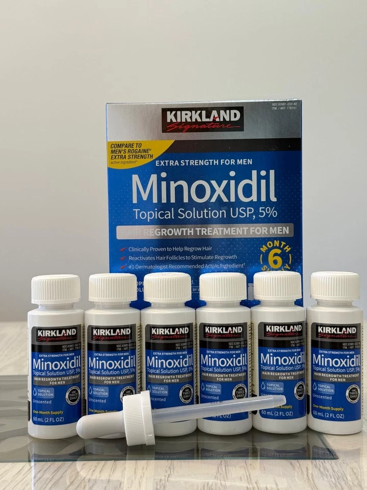 KIRKLAND Minoxidil 5% Extra Strength Men Hair Regrowth Solution 6 Month Supply - Image 1 of 4