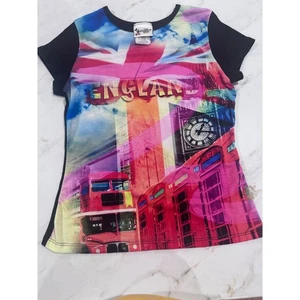 VTG Disney ENGLAND Graphic Print Colorful Juniors T-Shirt Large Y2K 2000s - Picture 1 of 5