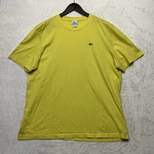 Vtg Lacoste T-Shirt Crewneck 100% Cotton Yellow Men's US Size XXXL 3XL - Picture 1 of 9