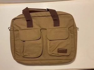 Bella Russo Khaki Canvas Laptop Computer Adjustable Shoulder Messenger Bag NWOT - Picture 1 of 6