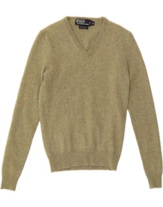 POLO RALPH LAUREN Womens V-Neck Jumper Sweater UK 6 XS Green Flecked CO63 - Picture 1 of 3