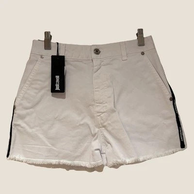 Pantalones cortos de mezclilla Just Cavalli blancos para mujer XS pantalones de diseñador hechos en Italia Foto 1 de 4
