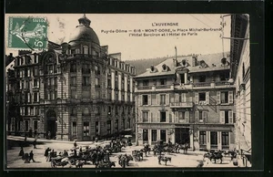 CPA Mont-Dore, Place Michel-Bertrand, Hotel Sarciron et Hotel de Paris - Picture 1 of 2