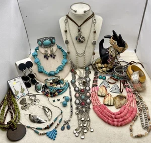 Lot de 37 bijoux style tribal ethnique boho sud-ouest pierre précieuse jaspe pointe de flèche - Photo 1/17