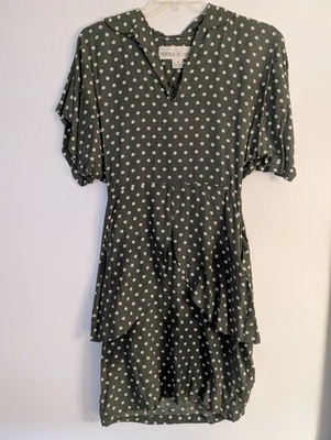 Nuevo sin etiquetas Vestido Vintage Norma Kamali Oliva Floral Cinturón 8 Foto 1 de 4