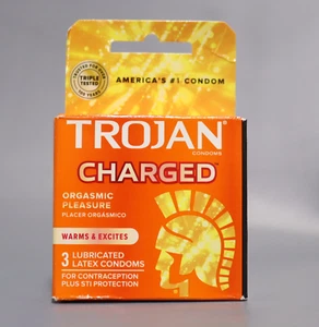 TROJAN Charged Lubricated Condoms, 3 Count (Pack of 1) - Picture 1 of 2