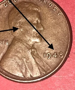 Error 1948 Lincoln wheat penny die chip under 4- die crack Below Era￼￼ - Picture 1 of 8