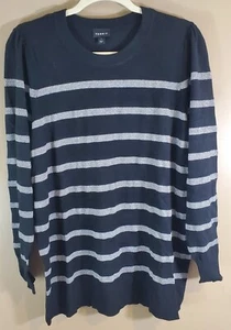 Torrid Black & Silver Striped Fitted Crewneck Sweater Sz 1 - Picture 1 of 10