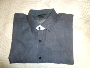 Black Label By Ruffini  Dress Shirt ITALY Black Dotted Sz 17.5/34 (XL) Slim Fit - Picture 1 of 7