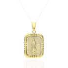 Żółte złoto nad srebrnym prostokątem Matka Boża z Guadalupe Medalion wisiorek 1,5 cala