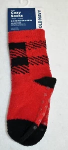Old Navy Gripper Socken Größe 6-12 Monate rot & schwarz kariert neu - Bild 1 von 5