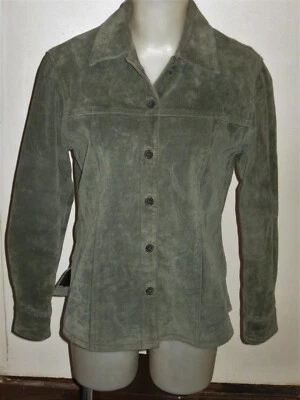 CHAQUETA CAMISA AMI VERDE MUSGO OSCURO GAMUZA HASTA LA CINTURA Talla 8 Foto 1 de 3