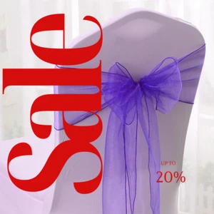 ORGANZA -  PURPLE - Chair Sashes Bows for Wedding Reception Event Banquets Chair - Picture 1 of 1